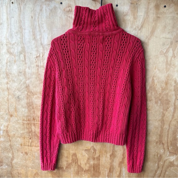 Blue Willi’s Red Cotton Cable Knit Full Zip Cardigan sweater - Picture 2 of 13